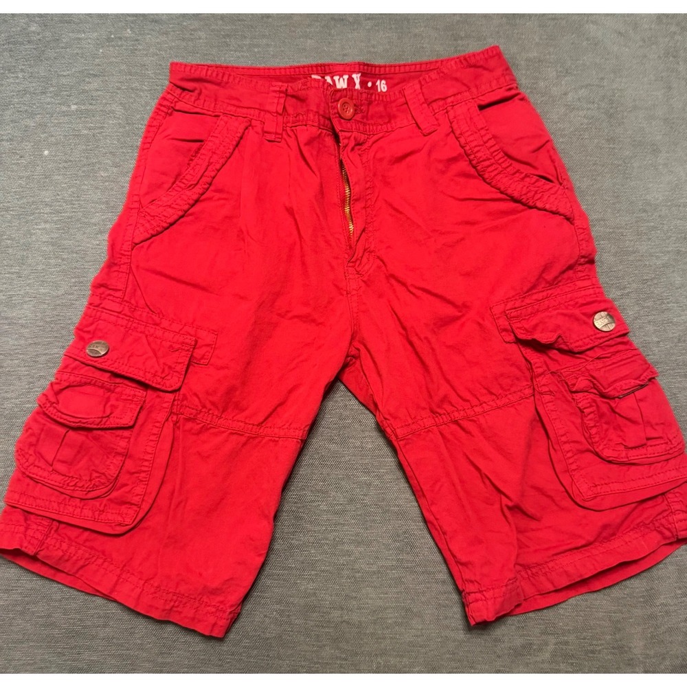 Raw X Kids Red Cargo Shorts Size‎ 16 Cotton Multi Pocket Casual Outdoor
